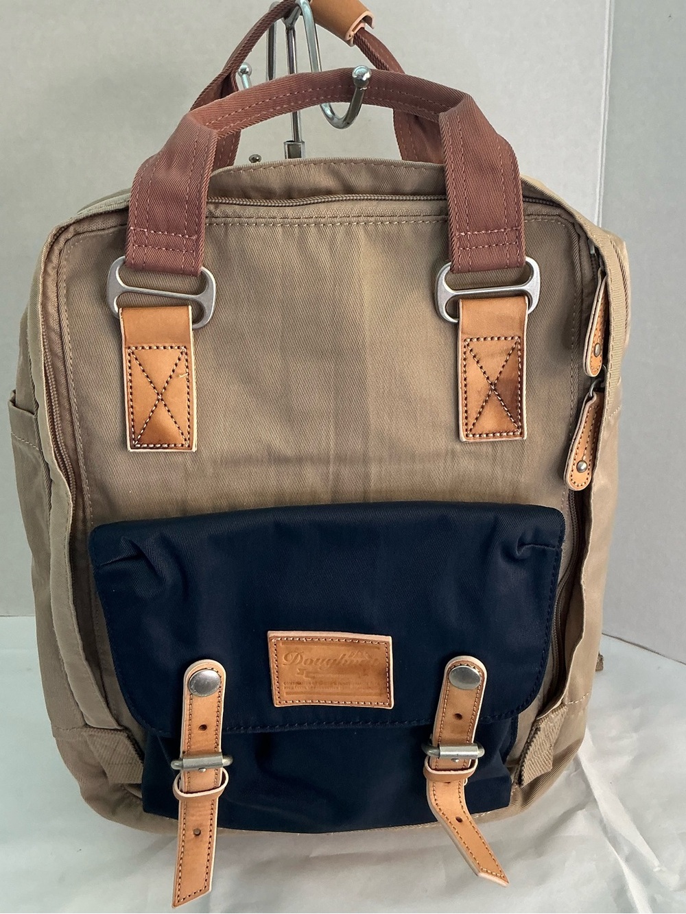 Backpack Doughnut Macaron Unisex Two-Tone Canvas Backpack - Brown & Navy